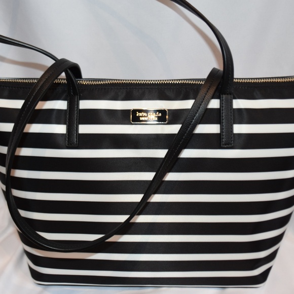 kate spade Handbags - NWT AUTH Kate Spade Nylon Black &White Stripe Tote